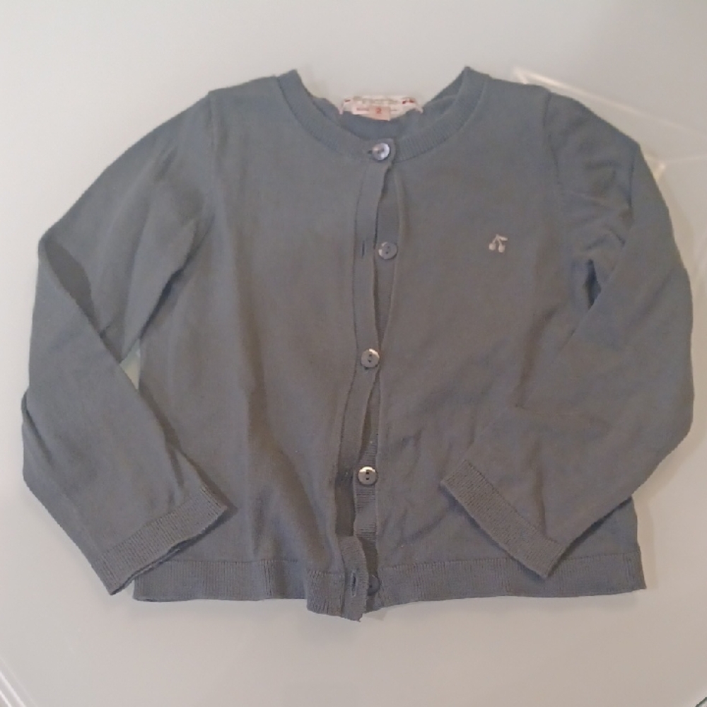 Bonpoint Kids Cardigan, Baby Green Sweater, 2Y